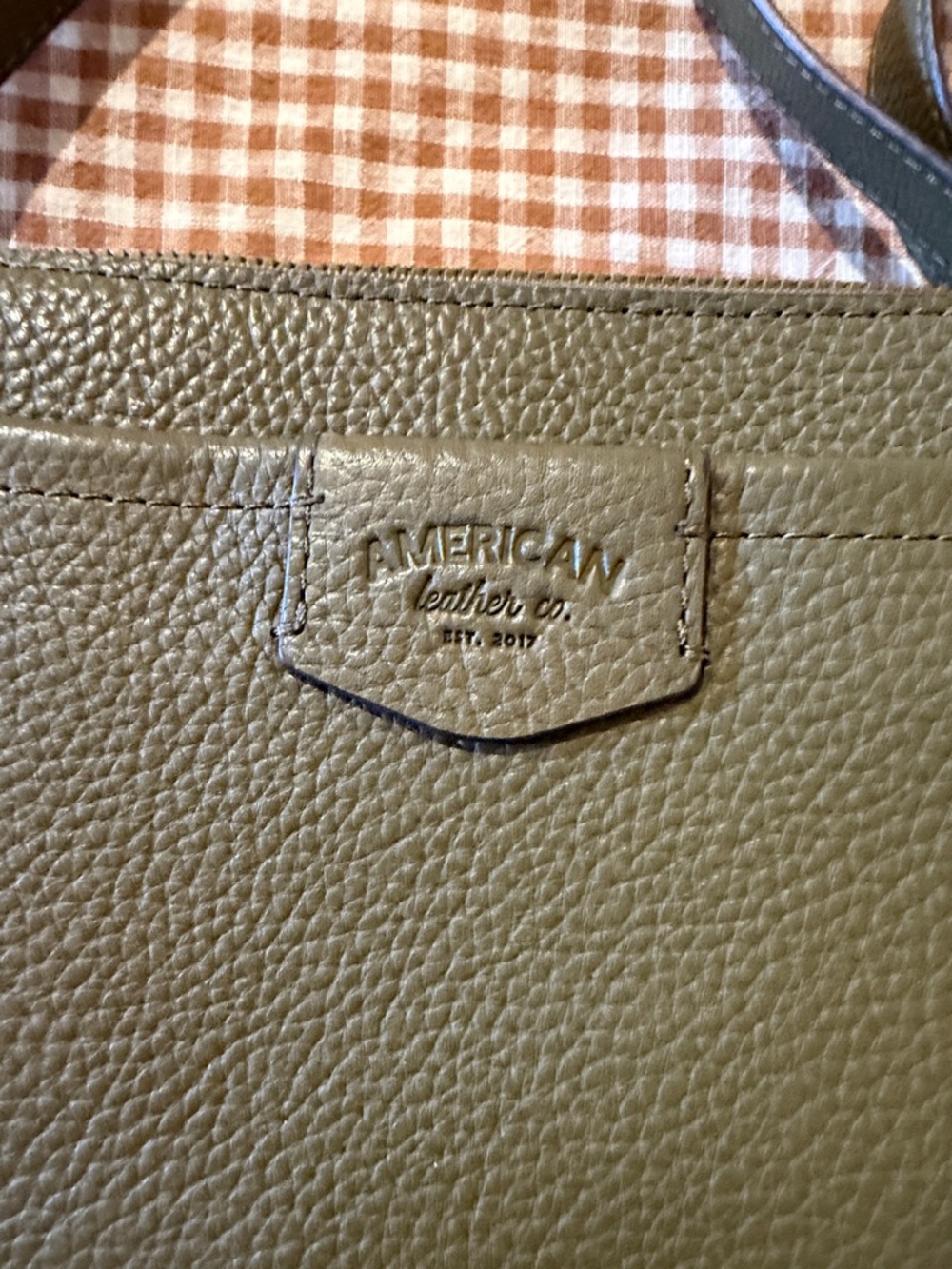 American Leather Co Nashville Leather Double Zip Crossbody Camera Bag Sage Green - Picture 3 of 11